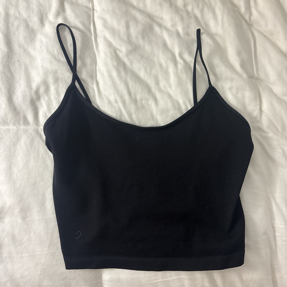 Black Spaghetti Strap Crop Top